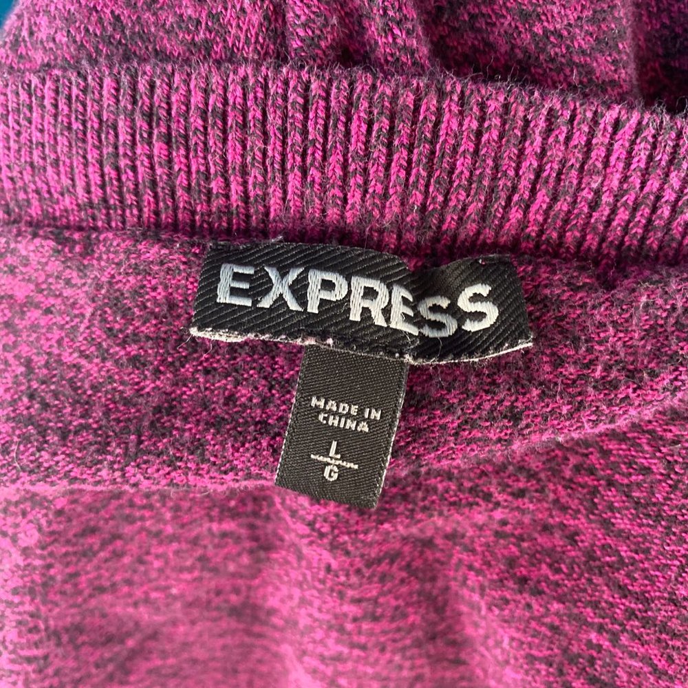 Express Pullover 3/4 Sleeves Purple Knit Sweater - Picture 5 of 6